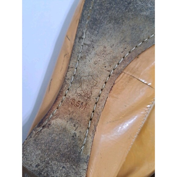 Tory Burch Women's 8.5 Caroline Leather Nude Ballet Flats Golden Metallic Logo - Picture 5 of 6